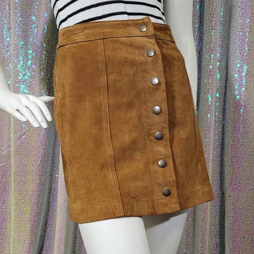 Wyatt Suede High Waisted Button Up Skirt, Size XS-S